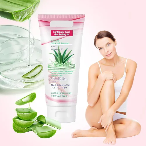 Vista 2 de Crema depilatoria para mujeres, crema depilatoria de aloe vera para áreas íntimas y áreas púbicas, depilación para cuerpo, piernas, brazos, axilas