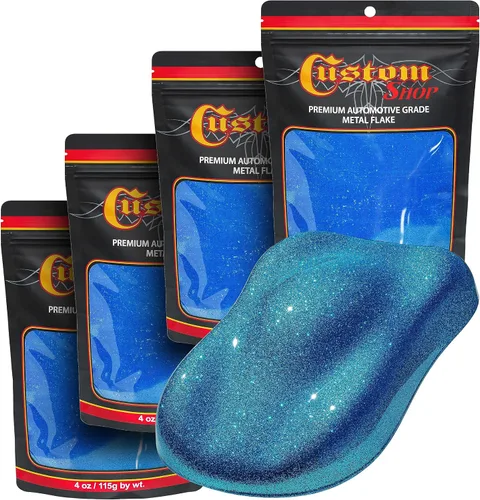 Vista 62 de Custom Shop - Purpurina metálica para pintura automotriz, oro brillante, 4 oz, micro escamas de metal de 0.004" para pintura de automóviles, aditivo
