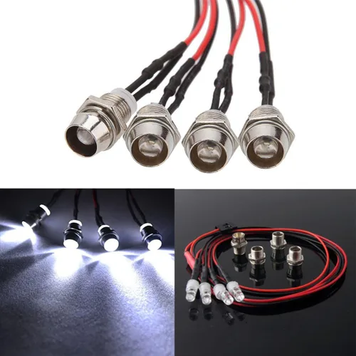 Vista 2 de ShareGoo - Kit de faros delanteros LED de 4 LED, accesorios compatibles con Traxxas HSP Tamiya Redcat RC4WD Axial SCX10 1/10 1/12 RC Car Truck Tank