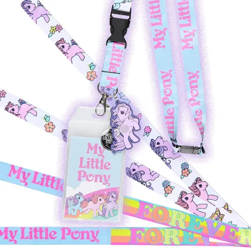 Vista 5 de My Little Pony - Soporte reversible retro para tarjetas de identificación con dije de goma para poni y calcomanía coleccionable