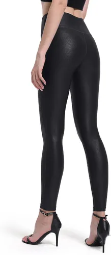Vista 4 de HARTPOR Leggings de piel sintética para mujer, elásticos, de cintura alta, brillantes, pantalones de cuero, leggings de piel de piel sintética