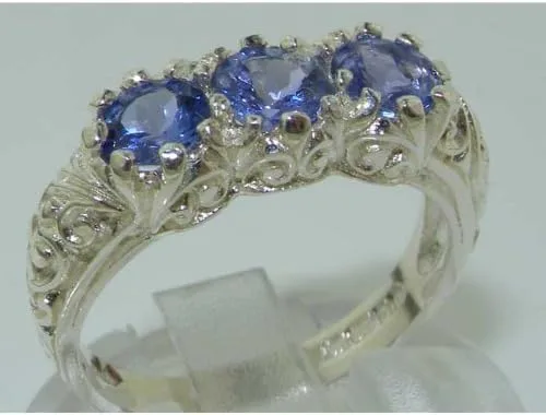 Vista 6 de Anillo de plata de ley 925 auténtica de Tanzanita para mujer