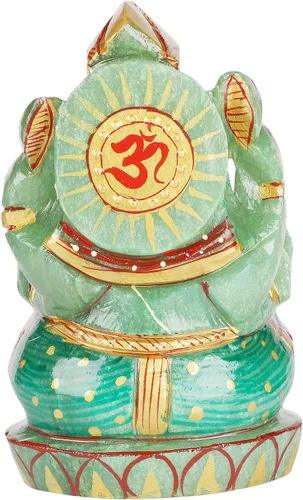 Vista 2 de Estatua de Ganesha tallada a mano de gemas reales, estatua de piedras preciosas de Ganesha, Estatua de Ganesha de inauguración de la casa 2857.00 Ct