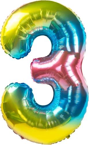 Vista 3 de Globos gigantes de 32 pulgadas para inflar con helio, para fiesta de cumpleaños, color degradado arcoíris (número 0 de gradiente arcoíris)