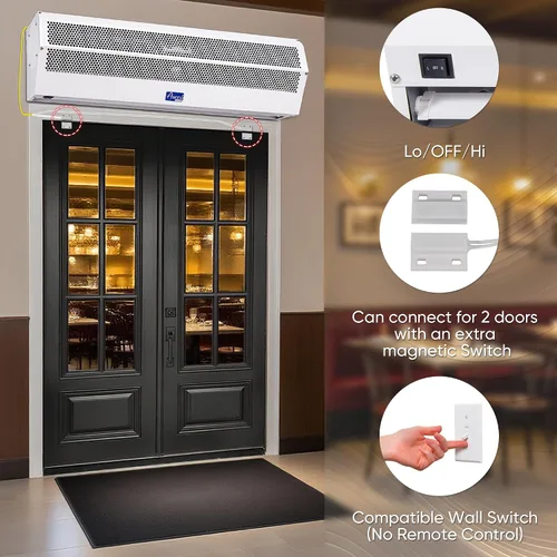 Vista 3 de Awoco Cortina de aire comercial Super Power de 24 pulgadas, 2 velocidades, 800 CFM, certificado CE, 120 V sin calefacción, interruptor de puerta
