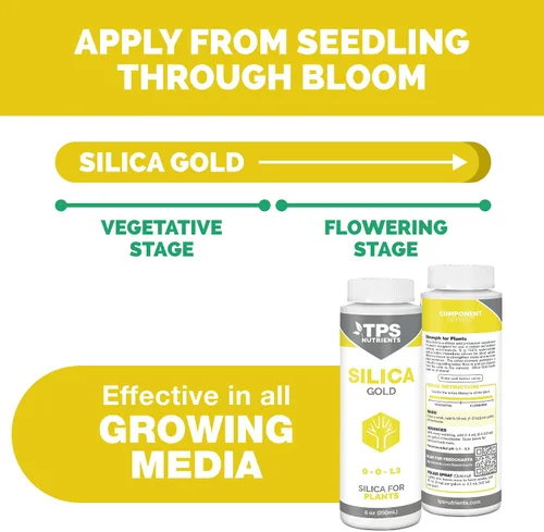 Vista 4 de TPS NUTRIENTS Silica Gold Nutriente y Suplemento para Fuerza de Plantas con Silicio Biodisponible 8 oz (250mL) Bioavailable Silicon, Strengthens