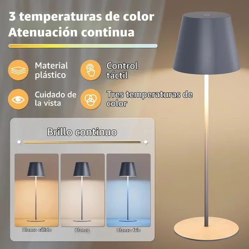 Vista 3 de uuffoo Paquete de 2 lámparas de mesa inalámbricas recargables de 5000 mAh, luces a pilas, control táctil, lámparas de escritorio portátiles LED de 3