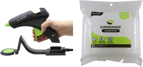 Vista 9 de Pistola de pegamento caliente sin cable Surebonder, alta temperatura, tamaño completo, 60W, 50% más potencia y barras de pegamento caliente Adtech