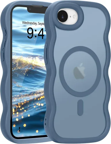 Vista 64 de Pepmune - Funda para iPhone 12 Pro Max con marco ondulado y estructura rígida, color mate claro, cubierta trasera unisex, compatible con Magsafe