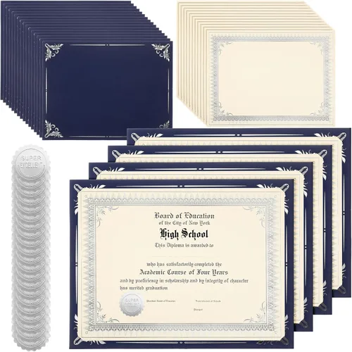 Vista 9 de Fainne El kit de 50 juegos de certificados incluye 50 soportes para certificados de 9.5 x 12 pulgadas, 50 papeles de tamaño carta, 50 piezas
