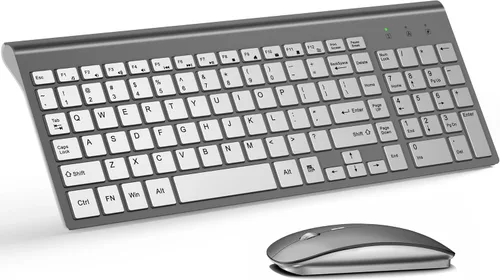 Vista 14 de Combo de teclado y mouse inalámbricos ultra delgado, TopMate - Azul Negro