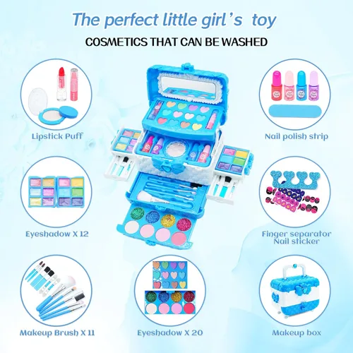 Vista 3 de Juegos de maquillaje para niñas – Maquillaje para niños de 8 a 12 años, Maquillaje para Niñas, kit de maquillaje de juego, los mejores juguetes