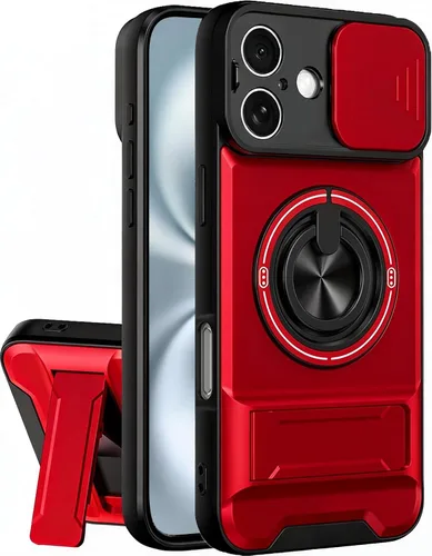 Vista 11 de Dssairo Funda para iPhone 15 con anillo magnético de rotación de 360° compatible con carcasa MagSafe Slide para cámara, soporte plegable, funda Negro