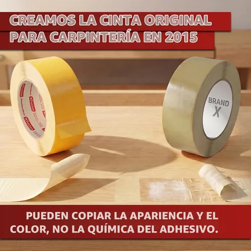 Vista 3 de XFasten Cinta de carpintería de doble cara de 1/2 pulgada x 36 yardas (paquete de 4) - Cinta de doble cara para plantilla de madera, bandas
