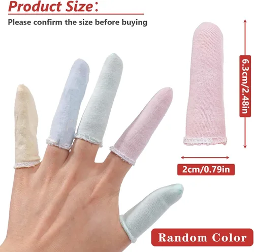 Vista 2 de EORTA, 100 unidades, material de algodón con protectores de dedos elásticos, protectores de dedos, dedos del pie, pulgar, mangas, cómodo