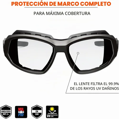 Vista 2 de Ergodyne Skullerz LOKI - Spogles de seguridad antivaho convertibles, incluye junta de espuma y correa para convertir en gafas, ANSI z87.1 Lente