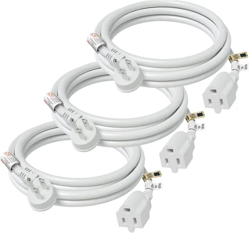 Vista 12 de FIRMERST 1875W 6 pies 15A Cable de extensión de enchufe plano de perfil bajo 14 AWG negro, listado UL