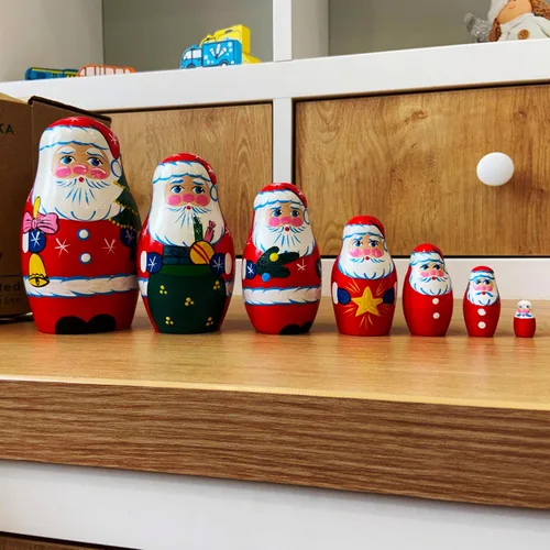 Vista 8 de Muñecos de anidación de madera de Papá Noel de Navidad, 7 piezas, decoración de Navidad de Papá Noel, ideas de regalos de muñecas - Matryoshka
