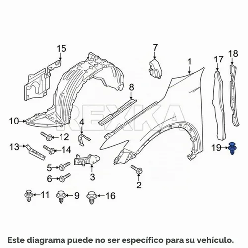 Vista 5 de Rexka 10 piezas Cubierta de Parachoques Forro del Alerón Protector de Salpicaduras Clip de Retención Tipo Empuje BGV4-56-145 para Mazda 2, Mazda 3