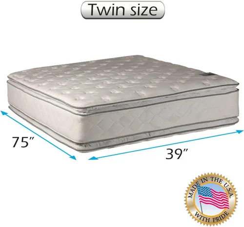 Vista 2 de Dream Solutions USA Brand Gentle Plush - Colchón individual de 39 x 75 x 12 pulgadas, cubierta de almohada de doble cara totalmente montada, sistema