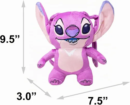 Vista 4 de Buckle-Down Juguete para perros de Disney, Lilo y Stitch Angel sonriente de cuerpo completo, juguete para mascotas, peluche