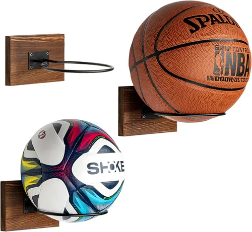 Vista 10 de PUERSI Soporte de Pelota para Montaje en Pared Soporte de Exhibición y Almacenamiento para Baloncesto Fútbol Americano Fútbol Soccer Voleibol