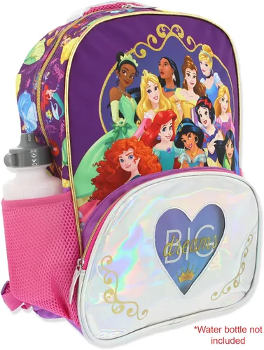 Vista 4 de Disney Princess Girl - Mochila escolar de 16 pulgadas (talla única, púrpurarosa), PúrpuraRosado, Clásico