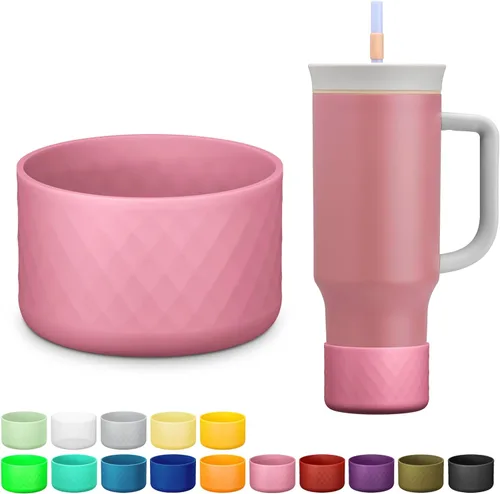 Vista 13 de Manga de silicona para el vaso Owala de 40 oz con asa, funda protectora antideslizante para accesorios de vasos térmicos de acero inoxidable