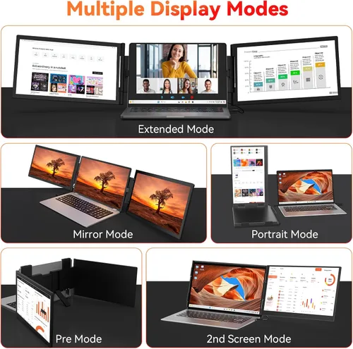 Vista 5 de HotYeah Extensor de pantalla para portátil (solo Windows), monitor doble extendido 1080P de 15.6 pulgadas, pantalla de viaje USB-C para portátil