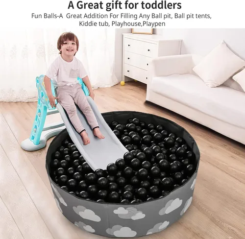 Vista 4 de Pelotas de Pozo de Bolas - Bolas de Plástico de 2.7 Pulgadas, Bolas de Juego BPA Libres, Ftalatos Libres, Bolas No Tóxicas para Niños, Pozo de Negro