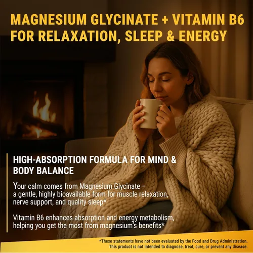 Vista 4 de Gomitas de glicinato de magnesio de 500 mg con vitamina B6 100 mg para adultos y niños, alta absorción, sin OMG, sin gluten, alivio del estrés