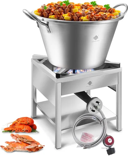 Vista 11 de ARC - Juego de quemadores de propano de acero inoxidable de 69 cuartos de galón con quemador de propano de 200,000 BTU, wok resistente de 25