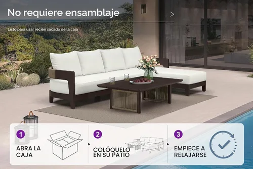Vista 5 de PURPLE LEAF Juego de muebles de patio, 4 piezas, sofá seccional