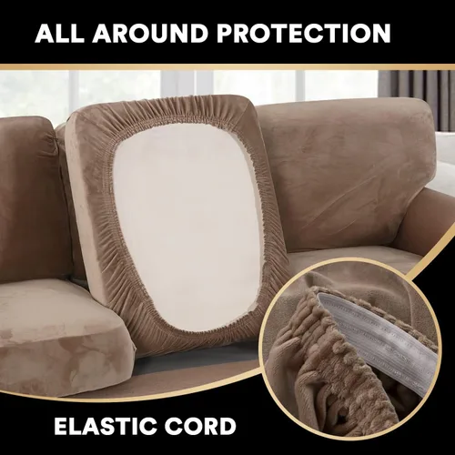 Vista 6 de PrinceDeco Fundas para sillas de terciopelo de varias piezas, fundas de cojín para sofá, fundas de cojín lavables, fundas de cojín de asiento y Gris