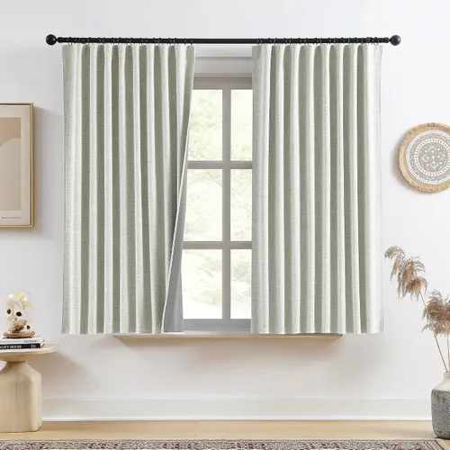 Vista 33 de RAIN CITY 2 paneles de cortinas extra anchas de 96 pulgadas de largo, de Beige