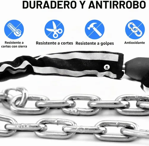 Vista 4 de eLinkSmart Cerradura de cadena sin llave biométrica impermeable 100CM cerradura de cadena para bicicleta Scooter motocicleta puerta valla puerta