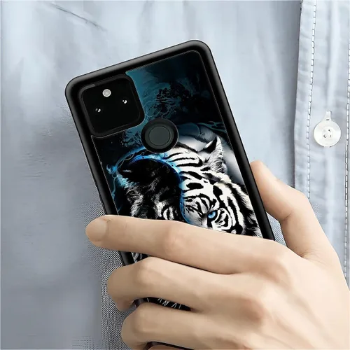 Vista 1380 de Compatible con Google Pixel 4A 5G Mobile Case Creative Acrylic Panel trasero Silicona Protección Grip especialmente diseñado para Google Pixel 4A 5G