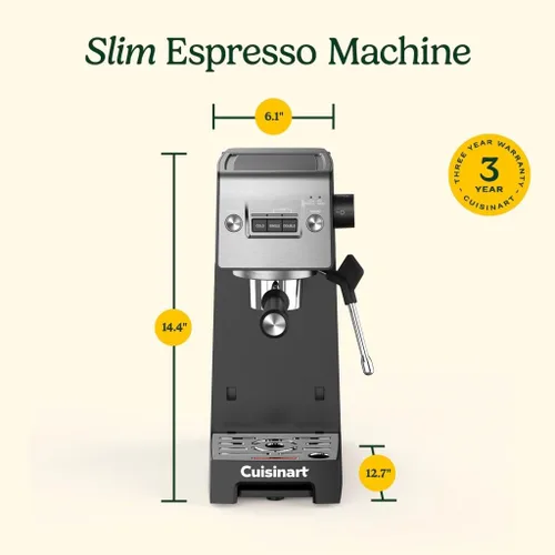 Vista 9 de Cuisinart Espresso Bar Slim Máquina de Café Espresso, Hace Bebidas Calientes o Frías de Calidad de Café Incluyendo Cappuccino, Lattes y Bebidas