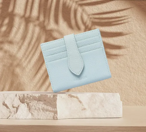 Vista 69 de Grande -3803 Cartera unisex, Azul (Iced Blue), Cartera delgada de cuero con cierre a presión pequeño