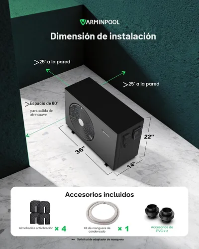 Vista 4 de Calentador de piscina para piscina sobre el suelo 30000BTU