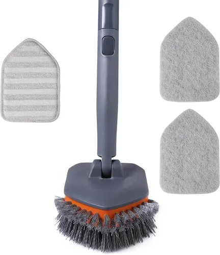 Vista 9 de Cleanhome - Cepillo para limpiar la pared del inodoro, bañera, fregadero 3 Different Function Cleaning Heads, 56" Extendable Long Handle, Bathroom