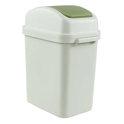 Vista 5 de Bote de basura de 1.8 galones con tapa giratoria, cubo de basura de plástico de 7 L (verde), F