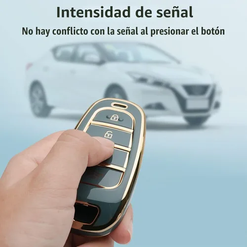 Vista 5 de Funda para Llavero con Llavero Compatible con 2021-2022 Sonata Nexo Santa Fe Tucson Llavero Inteligente Estuche (Azul, 4 botones)