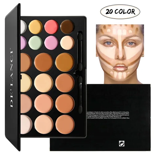 Vista 2 de DE'LANCI - Kit de paleta de maquillaje corrector de contorno de crema, base de contorno facial, paleta de corrector de cobertura completa, paleta