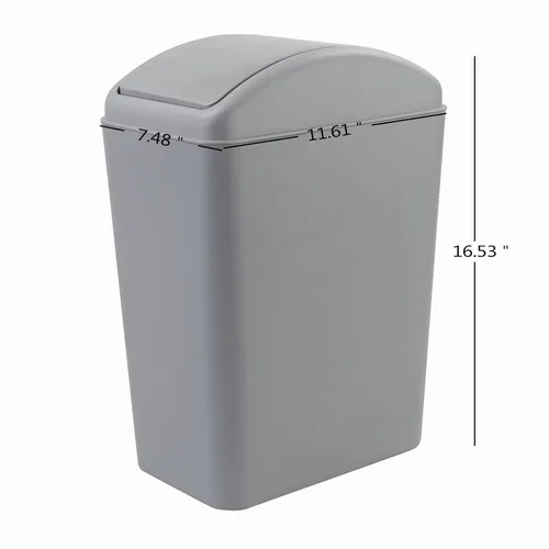 Vista 3 de Bote de basura con tapa abatible de 4.5 galones, cubo de basura