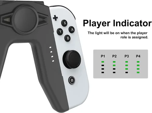 Vista 5 de Agarre de mano de carga para interruptor NS y modelo OLED - Soporte de cargador controlador con indicador para interruptor (negro)