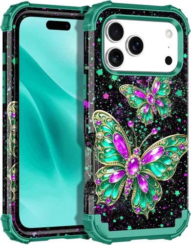 Vista 103 de Miqala Funda compatible con iPhone 8 Plus, iPhone 7 Plus, que brilla en la oscuridad, tres capas, resistente a los golpes, parachoques de plástico