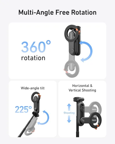 Vista 5 de TELESIN Magnetic Selfie Stick for Phone, Mini Tripod with Phone Camera Grip 5 in 1 Phone Tripods for iPhone 17 16 15 14 & Android, Small Cell