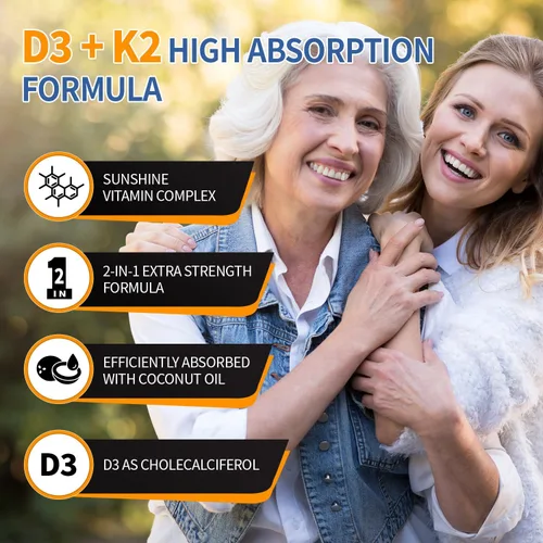 Vista 7 de Vitamina D3 10,000 UI + K2 200 mcg, 300 cápsulas blandas Aceite de coco Apoyo 2 en 1 para huesos, inmunes y cardíacos Fácil de tragar, sin OMG
