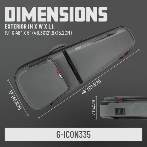 Vista 8 de Gator Cases ICON Series Premium - Bolsa de concierto resistente a la intemperie para guitarras de estilo semihueco; con tiradores de cremallera